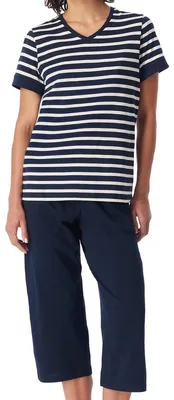 Produktbild von Schiesser Casual Essentials Schlafanzug Zeitloses Schlafanzug-Set aus T-Shirt und 3/4-Hose, Angenehme Passform, Aus 100% Baumwolle