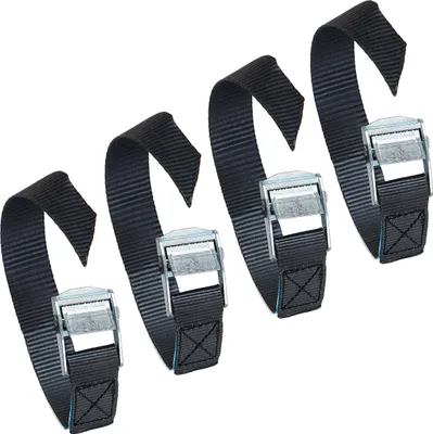 Produktbild von alca® Mini Spanngurt 4 x 60cm 250 daN schwarz mit Klemmschloss Schnellverschluss verstellbar  nach DIN EN 12195-2
