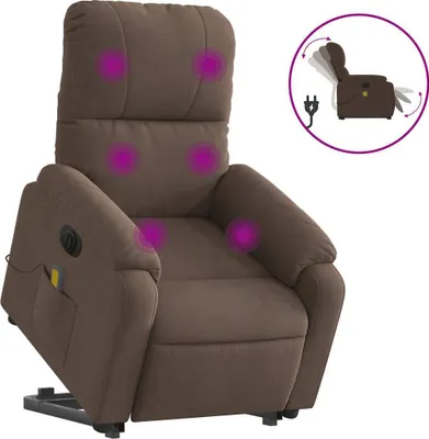 Obrázok produktu pre vidaXL Masážne kreslo Stand-up Aid Electric Hnedá tkanina z mikrovlákna