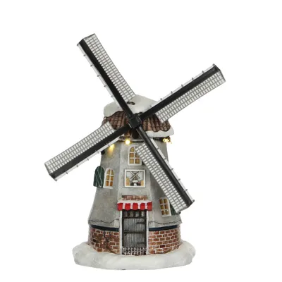 Produktbild von LuVille Weihnachtsdorf-Miniatur Holländische Mühle - L15,5 x B13 x H22,5 cm