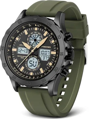Immagine prodotto di Orologio sportivo impermeabile militare digitale analogico, orologi in acciaio inox con cronometro allarme luce ora suoneria orologi da polso multifunzionali