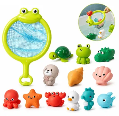 Produktbild von Baby Badespielzeug ohne Loch, 13-teiliges Badewannenspielzeug, Wasserspielzeug für Kleinkinder und Babys ab 1 Jahr