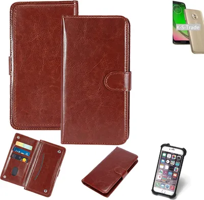 Produktbild von K-S-Trade 360° Hülle kompatibel mit Motorola Moto G7 Play braun Kunstleder Case BookCase WalletCase Kunstlederederhülle Handyhülle, Rundumschutz