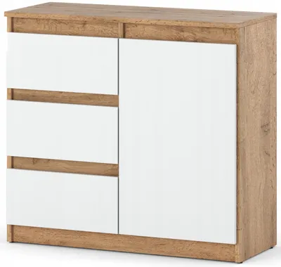 Zdjęcie produktu dla Komoda 80 cm Aga wotan biała matowa z szufladami nowoczesna do salonu