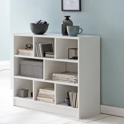 Produktbild von Bücherregal WL5.819 Weiß 80x68,5x29,5 cm Modern mit 8 Fächern | Stauraum für Bücher und Deko