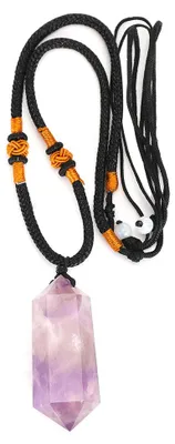 Produktbild von Natürliche Amethyst-Quarz-Anhänger-Doppelpunkt-Kristall-Halskette für heilendes Glück