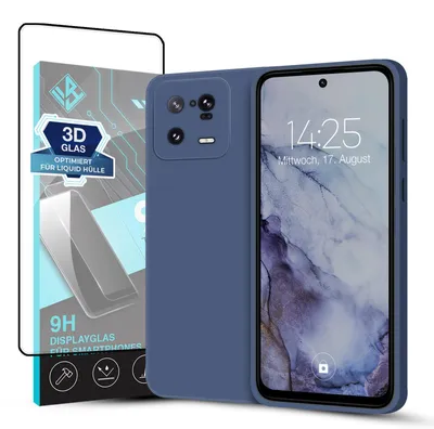 Produktbild von Hülle für Xiaomi 13 Pro 5G mit 9H Displayglas Displayschutz Case Cover Bumper Smartphone Softgrip Schutzhülle Farbe: Lavendelblau