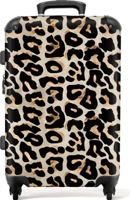 Produktbild von NoBoringSuitcases.com Hartschalen Koffer Mittelgroß 67x43x25 cm, 72L, Drucke für Frauen: Beige, schwarz - Pantherdruck, Reisekoffer mit 4 Rollen