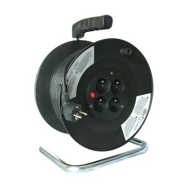 Obrázok produktu pre Solight predlžovací prívod na bubne, 4 zásuvky, čierny, 50m