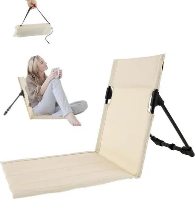 Produktbild von Famanu Faltstuhl mit Rückenlehne – Leichter Strandstuhl für Camping und Outdoor – Beige
