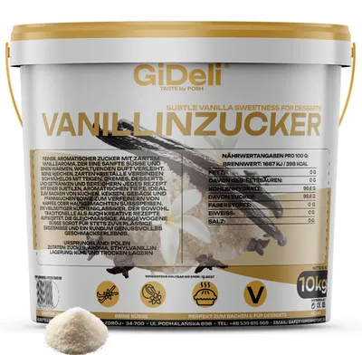 Produktbild von Vanillinzucker 10kg Intensiv Vanille Aroma Backaroma Gebäck Schlagsahne GiDeli