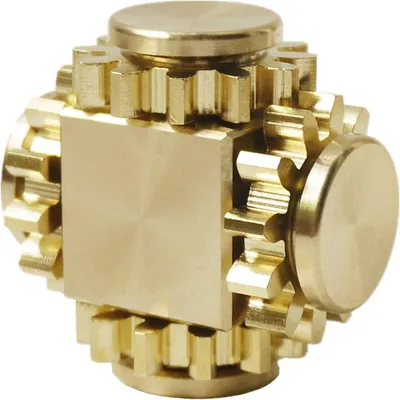Produktbild von Fidget Cube Spinner, 4-Gang-Getriebe, Metall Messing, klein, für die Entspannung