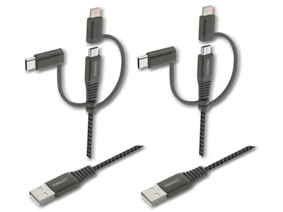 Image de Lot de 2 câbles USB PROUSER 3-en-1, 50 cm / 100 cm