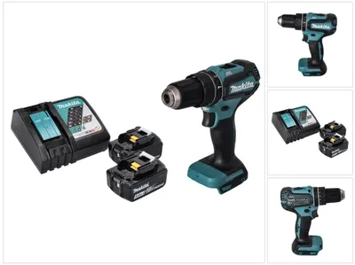 Obrázek produktu pro Akumulátorová příklepová vrtačka Makita DHP 485 RT 18 V 50 Nm bezkartáčová + 2x akumulátor 5,0 Ah + nabíječka.