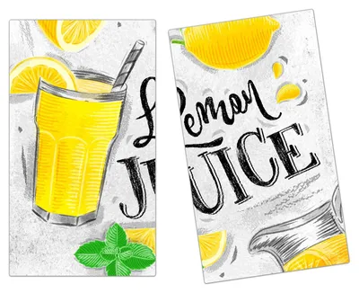Produktbild von Spritzschutz Herdabdeckplatte Schneidebrett aus Glas Zitronensaft Design 2-Teilig (60x52cm)