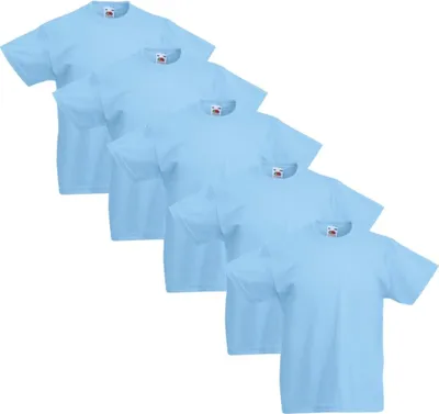 Produktbild von Fruit of the Loom Kinder-T-Shirt Original 5 Stk. Blau Größe 164