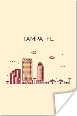 Produktbild von MuchoWow® Poster Tampa - Skyline - Amerika 80x120 cm - Papierdruck