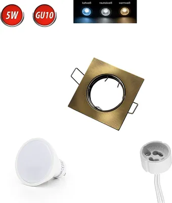 Produktbild von Einbaustrahler GU10 Ø75mm Bohrloch Alu inkl. GU10 5W Neutralweiß 350 Lumen LED Leuchtmittel Patin Eckig