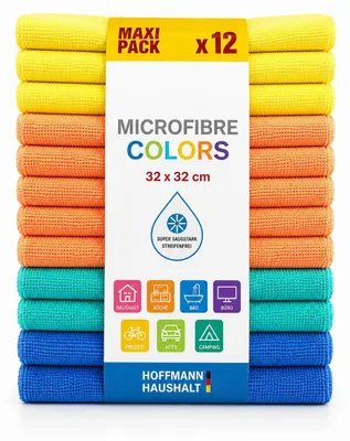 Produktbild von Microfasertücher 12 Stück 32 x 32 cm – Super Sauber für Haushalt & Auto