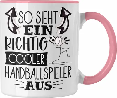 Produktbild von Trendation - Handballspieler Tasse Geschenk So Sieht Ein Richtig Cooler Handballspieler Aus Geschenkidee Spruch Lustig Becher (Rosa)