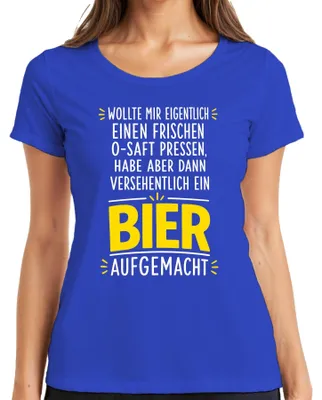 Produktbild von Versehentlich ein Bier aufgemacht Lustig Saufen Party Alkohol JGA Damen T-Shirt, Blau, L