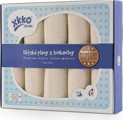 Zdjęcie produktu dla XKKO Organic Old times - Pieluszki z bawełny organicznej - Naturalne, 80x80