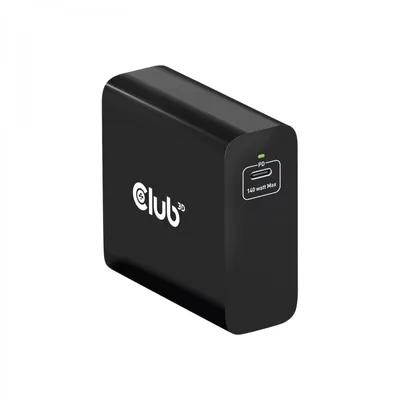 Produktbild von CLUB3D Ladegerät 140 Watt GaN-Technologie, Einzelanschluss USB Typ-C, Power Delivery (PD) 3.1 Unterstützung, Drinnen, AC, USB, 28 V, 1 m, Schwarz