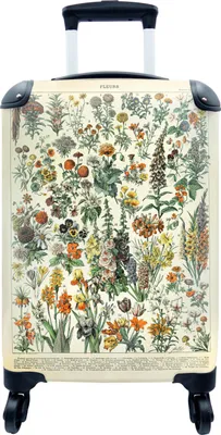 Produktbild von MuchoWow® MuchoWow® Koffer Handgepäck Trolley Rollkoffer Kleine Reisekoffer mit 4 Rollen - Blumen - Pflanzen - Vintage - Adolphe Millot - Kunst - Cabin Size < 55x40x23 cm & 55x40x20 cm - Fotokoffer -