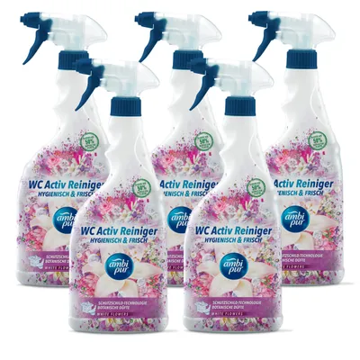 Produktbild von Ambi Pur WC Aktiv Reiniger Spray White Flowers 750ml (5er Pack)