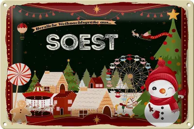 Produktbild von Blechschild Weihnachten Grüße aus SOEST 30x20cm