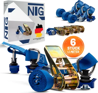 Produktbild von Zurrgurt Spanngurt f. Airlineschiene 6x 2 tlg. mit Ratsche + Kunststoff-Fitting