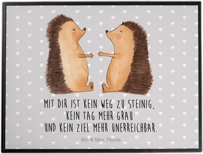 Produktbild von Mr. & Mrs. Panda schreibtischunterlage Igel Liebe - Grau Pastell - Geschenk, Schreibunterlage, schreibtischunterlagen, Freundin, Tischunterlage, tischpad, Freund