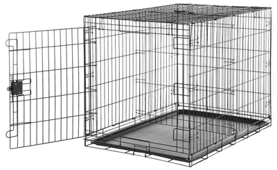 Produktbild von A. Basics Zusammenklappbarer Hundekäfig aus Metalldraht mit Bodenschale, Einzelt