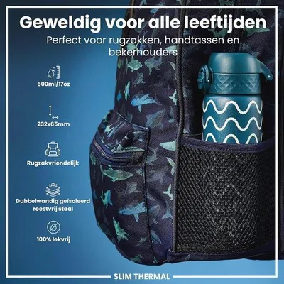 Produktbild von Famanu Wasserflasche 500 ml - Vakuumisoliert, Leckfrei, Tragbar und Spülmaschinenfest