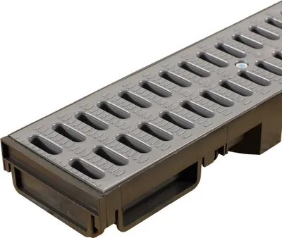 Produktbild von ScarMaxx 1m Entwässerungsrinne Bodenrinne Regenwasser A15 60 mm Stegrost Grau - 13x100x6cm