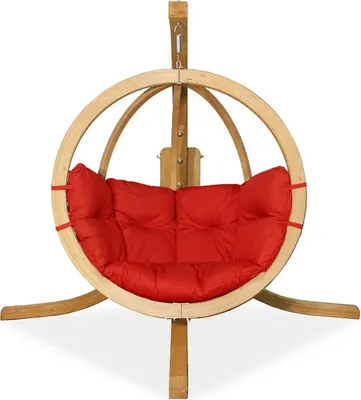 Produktbild von KONSIMO Hölzerner Hängesessel mit Gestell "HIGLO", rot, Hölz, Modern Design, 230x183x130 cm
