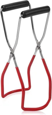 Produktbild von Glaszange - Einmachglaszange - Topfzange aus Edelstahl - Küchenzange - Greifer - Greif-Zange zum selber Einmachen - Für heiße Töpfe und Geschirr - Rot