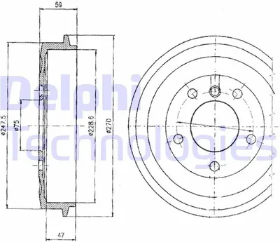 Produktbild von 2x DELPHI Bremstrommel BF275 für BMW 3 Limousine (E36) 3 Coupe (E36)