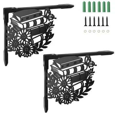 Immagine prodotto di 2 supporti decorativi per mensole - Montaggio a parete, metallo nero