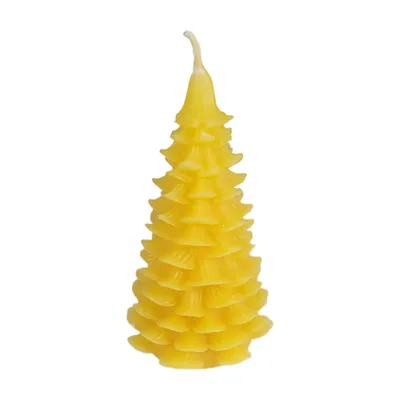 Produktbild von Bienenwachskerze Tannenbaum schlank mit gestuften Rüschenlagen 9,5 cm Baumwolldocht