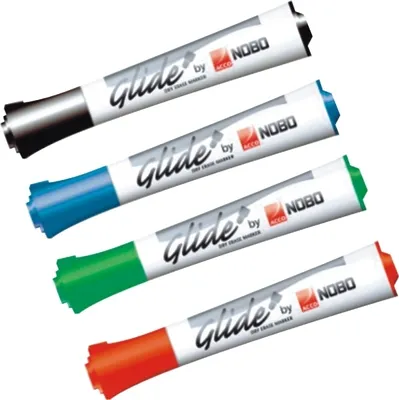 Obrázok produktu pre Nobo Glide Drywipe, 4 kusov, Čierna, Modrá, Zelená, Červená, Guličkové zakončenie, Rôzne farby, 3 mm, 179 mm
