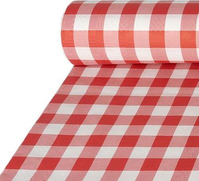 Papstar Papiertischdecke, rot mit Damastprägung 50 x 1 m "Vichy Karo", 5 Rollen