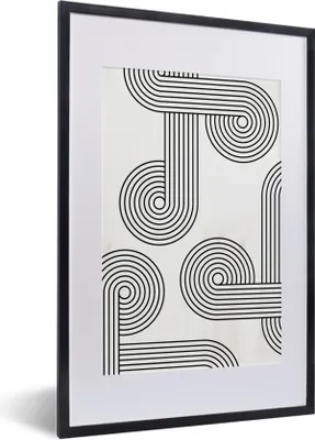 Produktbild von MuchoWow® Gerahmtes Poster Kunst - Schwarz - Weiß - Abstrakt 40x60 cm - Poster mit Schwarzem Bilderrahmen Wandposter Rahmen Foto Bilder - Poster in Rahmen