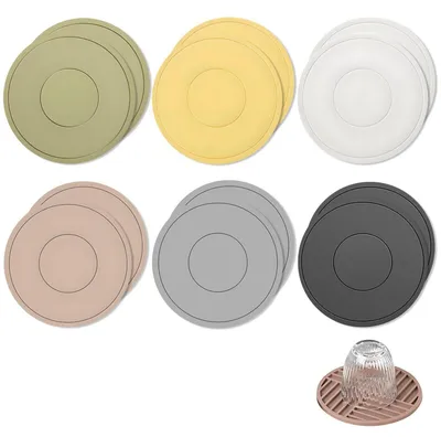 Immagine prodotto di Sottobicchieri in silicone, forma rotonda, diametro 15 cm, confezione da 12 pezzi, resistenti al calore, antiscivolo, disponibili in 6 colori