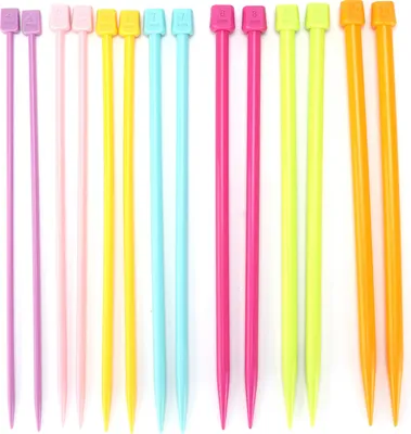 Produktbild von 14 Stück Stricknadeln, mehrfarbig, tragbar, 25 cm, Pullovernadel, Kunststoff-Webwerkzeuge für Heimwerker