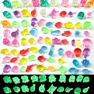 200 leuchtende Harz-Tierfiguren, Mini-Deko, verschiedene Formen