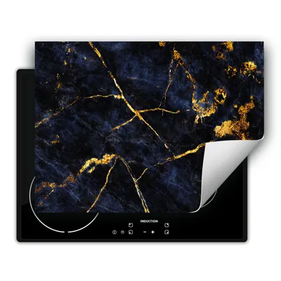 Produktbild von DarHaus Herdabdeckplatte 80x52 cm Anti Rutsch Matte Aufrollbar, gold - Marmor