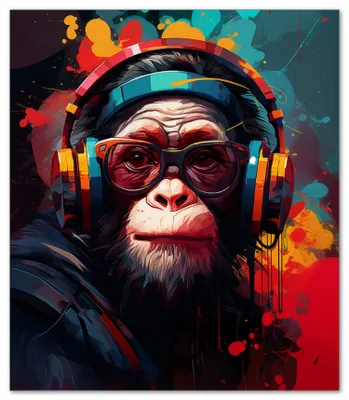 Produktbild von Wallario Herdabdeckplatte aus Glas, Größe 52 x 60 cm 1-teilig, Motiv Chimp - Musik