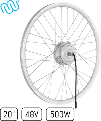 Obrázek produktu pro windmeile | přední kolo s motorem v náboji, paprskové, stříbrné, 20", 48V/500W, e-kolo, elektrokolo, pedelec