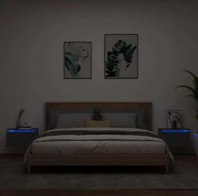 Produktbild von Maison Exclusive - Wand-Nachttische mit LED-Leuchten 2 Stk. Schwarz
